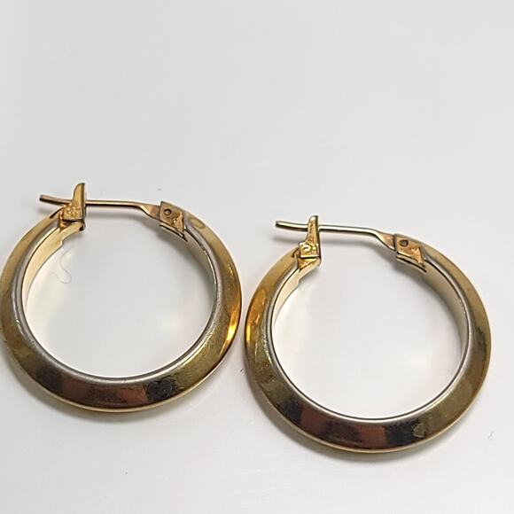 Classic Gold Hoop Earrings, Medium Polished Everyday Fashion Jewelry for Women - Picture 3 of 10